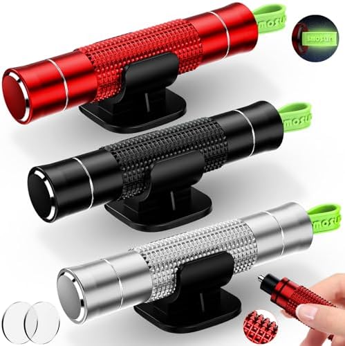 smosun Safehammer - 2026 Upgraded Safe Hammer Glass Breaker Under Water, Car Hammer Seatbelt Cutter Window Breaker Emergency Escape Tool, Safehammer Glass Breaker for New Cars (3PCS Red Black Silver) by SMOSUN
