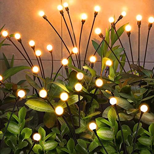 NBQQ Solar Garden Lights 4 Pack of 32 LEDs Swaying Firefly Garden Decor by NBQQ