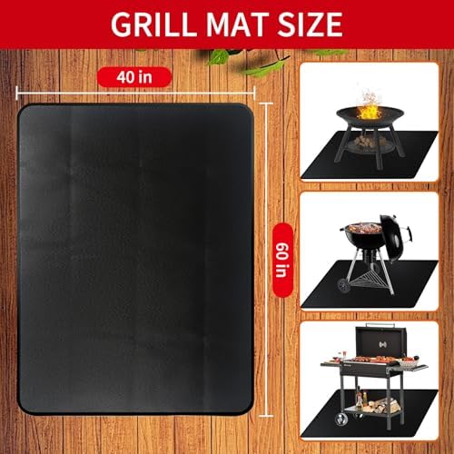 60 x 40 inch Firepit Mat for Outdoor Grill, Fireproof Mats for Under Reusable Oil-Proof Waterproof Grill Mats Repalce BBQ Pad for Deck Patio Grass Fire Pit Accessories for Outside - Image 3