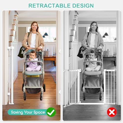 EZIGO 71 Inch Retractable Baby Gates, 41 Inch Extra Tall Retractable Gate - Image 6