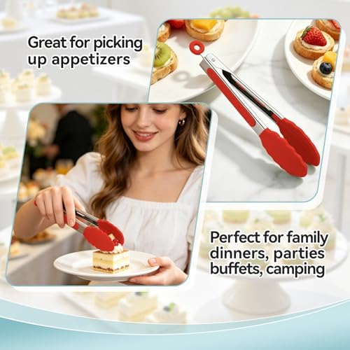 Small Cooking Tongs 7 inch Mini Serving Tongs with Silicone Tips - Image 5