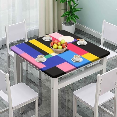Wipeable Tablecloth, Modern Geometric Pattern Printed on Fade Resistant Patio Table Cover, Suitable for Home Dining Camping BBQ, Fit for 24" x 24" Square Tables - Image 2
