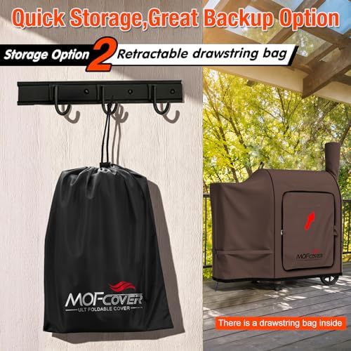 Foldable Grill Cover for Traeger Pro 22/575 Series, Waterproof 600D Heavy Duty Wood Pellet Smoker Cover, Fade＆Tear Resistant Pellet Grill Cover for Pro 20 Lil’ Tex Elite 22,Coffee - Image 3