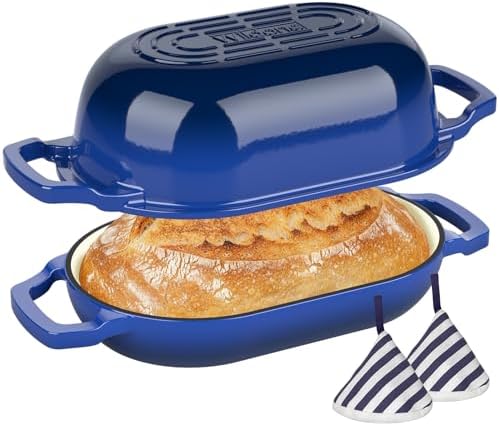 Wildone Enameled Cast Iron Dutch Oven Pot with Lid, Oval Bread Oven by Wildone
