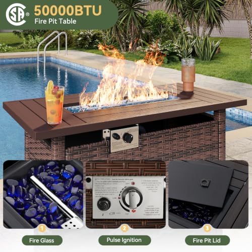 Aoxun 10-Piece Wicker Rattan Patio Furniture Set with 44" Fire Pit Table - Image 2