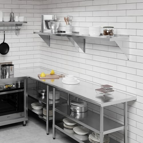 AmGood 14" x 36" Stainless Steel Wall Shelf | Appliance & Equipment Metal Shelving | Kitchen, Restaurant, Garage, Laundry, Utility Room | Heavy Duty | Turned-Down Edge | NSF Certified - Image 7