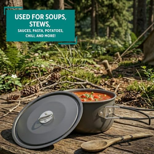 MIRRO 1.3 Qt Hard Anodized Camping Pot with Lid for Hiking Backpacking - Image 4