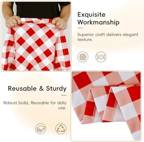 SquarePie 6FT Picnic Table Cover with Bench Covers, 3 Pack, Red Checkered - Image 3