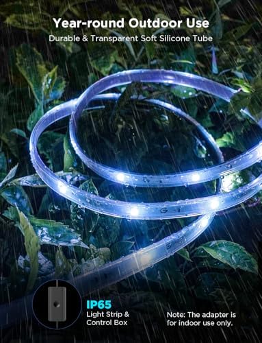 Govee Outdoor LED Strip Lights, 65.6ft Smart Led Strip Lights Work with Alexa and Google Assistant, App Control, IP65 Waterproof, RGBIC Outdoor Lights for Patio, Eave, Patio Decorations - Image 5