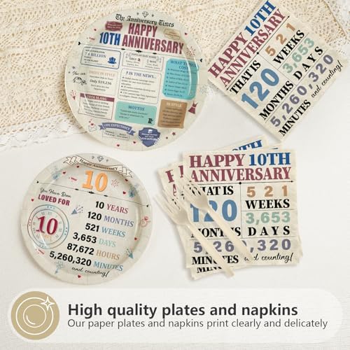 96Pcs Retro 10th Anniversary Party Decorations, Serves 24 - Image 4
