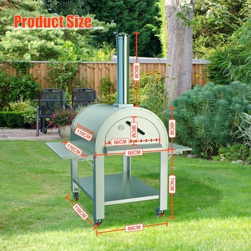 Wood-Fired Outdoor Pizza Oven 46 in – Stainless Steel 2-Layer Vertical Charcoal & Pellet Pizza Maker with 4 Wheels, Mobile Kiln-Style Pizza Grill, High Heat for Patio & Outdoor Kitchen Backyard - Image 2