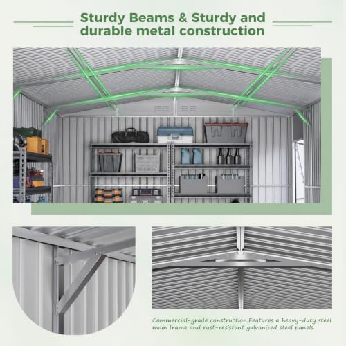 AirWire 12x20 FT Metal Storage Shed, Black - Image 5