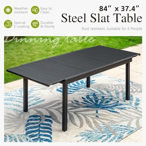 Sophia & William Extendable Outdoor Dining Set for 8, Brown Swivel Chairs - Image 2