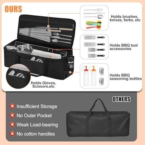 Grill Tool Storage Bag,22" BBQ Utensil Accessories Storage with Pockets - Image 5