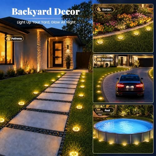 SOLPEX 16 Pack Small Solar Ground Lights, Pathway Lights Warm White - Image 2