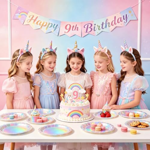 NatNarr 30 Pack Iridescent Plates, 9" Holographic Dessert Cake Plates - Image 5
