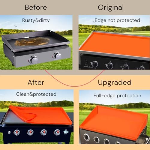 17 Inch Griddle Cover Mat for Blackstone Griddle, Full Wrap-Around Protection Griddle Accessories, Food Grade Silicone Grill Mat, Orange - Image 6
