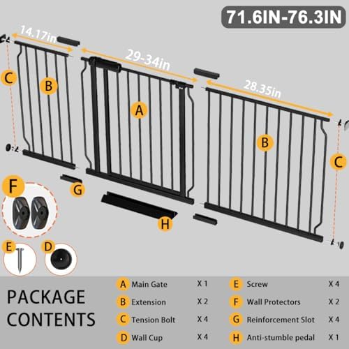 Fairy Baby 71.6-76.3 Inch Extra Wide Baby Gate Long Dog Gate for Doorways - Image 2