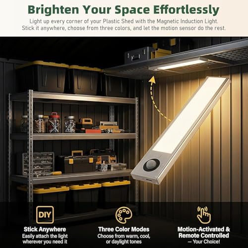 Aoxun 7.5'x4' Triple Door Outdoor Storage Shed with Magnetic Sensor Light - Image 3