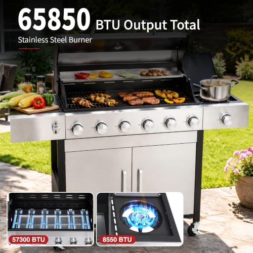 6-Burner Propane Gas Grill with Side Burner, 620 Sq. In. - Image 4