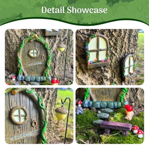 Fairy Door and Windows for Trees Mini Fairy Garden Accessories Outdoor Kit - Image 5
