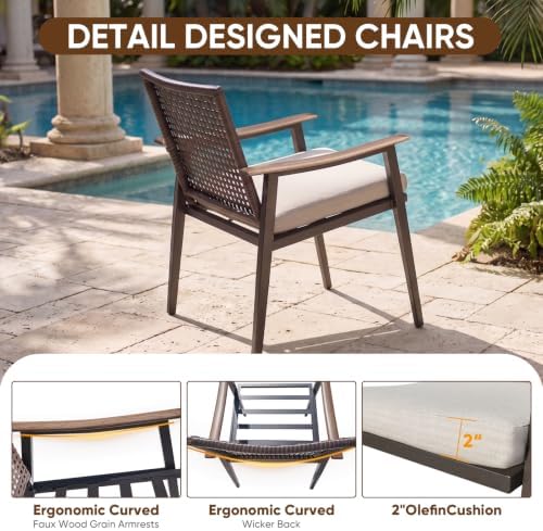 NATURAL EXPRESSIONS 5 Piece Outdoor Dining Set for 4, Wicker Patio Chairs - Image 4