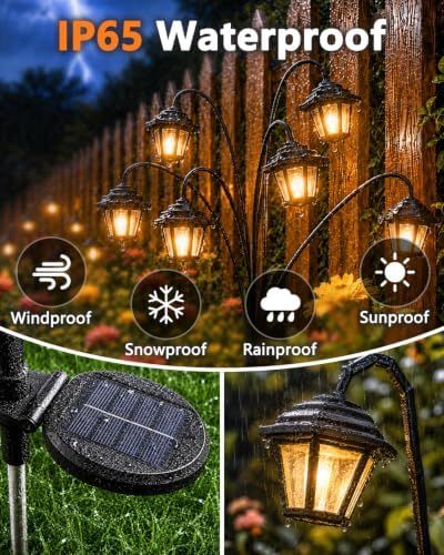 OZS 6 Pack Solar Garden Lights Outdoor, Warm White - Image 3