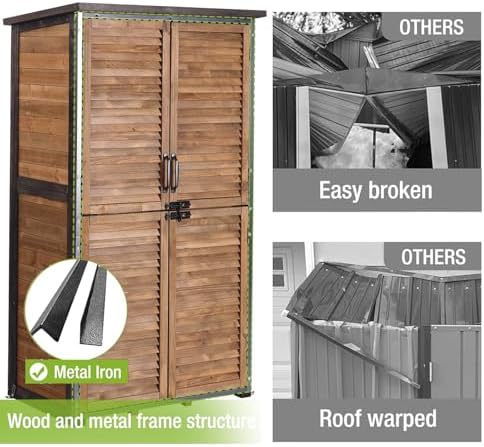 Outdoor Storage Shed Garden Cabinet with Strong Iron Frame Large Garden Shed with Floor,Waterproof - Image 2