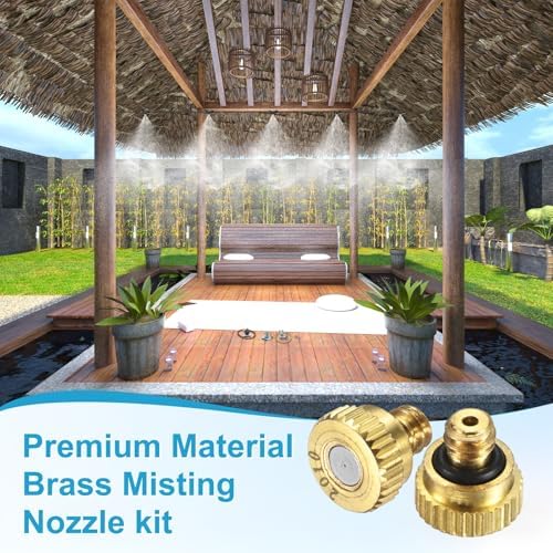M METERXITY 20-Pack Brass Misting Nozzles, 0.008inch/0.2mm Orifice Heavy Duty 10/24 UNC Screw Thread Misting Nozzle Plug for Outdoor Spray Cooling System/Patio Mist System/Dust Control - Image 5