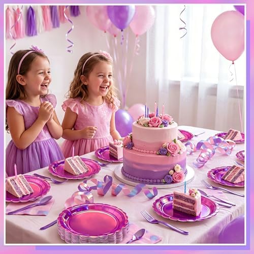 NatNarr 30 Pk Iridescent Pink Plates 7" Halloween Dessert Cake Plates - Image 4