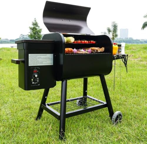 KingChii Electric Wood Pellet Grill & Smoker with Side Shelf, 456 SQ.IN Grill Capacity, 11LB Hopper, with PID Temperature Control (180-425°F) for Backyard Camping Bake and Roast, Brown - Image 4