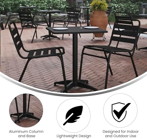 Flash Furniture 23.5 in Indoor/Outdoor Square Table with Base, Black - Image 4
