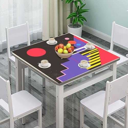 Fitted Table Cloth, Modern Minimalism Pattern Printed on Stain Resistant Fire Table Cover Square, Suitable for Home Dining Camping BBQ, Fit for 36" x 36" Square Tables - Image 2