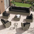 Aoxun 10 Piece Outdoor Patio Furniture Set with Coffee Table, Wicker Rattan Outdoor Furniture with High Back Swivel Rocker Chairs, Outdoor Conversation Set with Thick Cushion & Ottoman, Black by Aoxun
