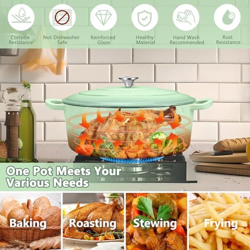 TeamFar Oval Dutch Oven, 5qt Enameled Cast Iron Dutch Oven Pot with Lid - Image 5