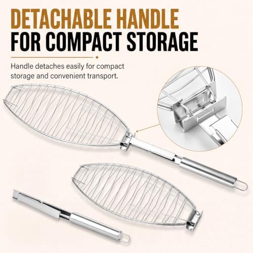 2 Packs Fish Grill Basket - Premium Stainless Steel Large Fish Basket for Grilling - Perfect for Cooking Whole Fish - Image 2
