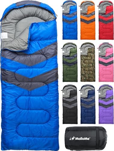MalloMe Sleeping Bags for Adults Cold Weather & Warm - Backpacking Camping Sleeping Bag for Kids 10-12, Girls, Boys - Lightweight Compact Camping Essentials Gear Accessories Hiking Sleep Must Haves by MalloMe