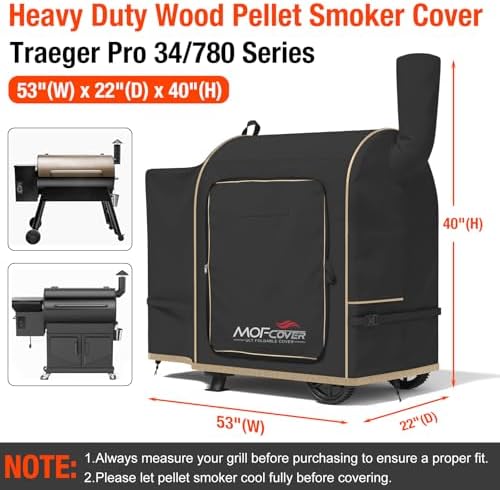 Foldable Grill Cover for Traeger Pro 34/780 Series, Waterproof 600D Heavy Duty Wood Pellet Smoker Cover, Fade＆Tear Resistant Pellet Grill Cover for Texas Elite 34 700/600/550,Black - Image 5