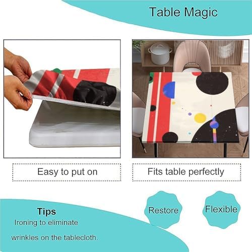 Fitted Tablecloth Square, Modern Minimalism Pattern Printed on Washable Camping Patio Table Covers, Perfect for Breakfasts Tea Gatherings, Fit for 52" x 52" Square Tables - Image 3
