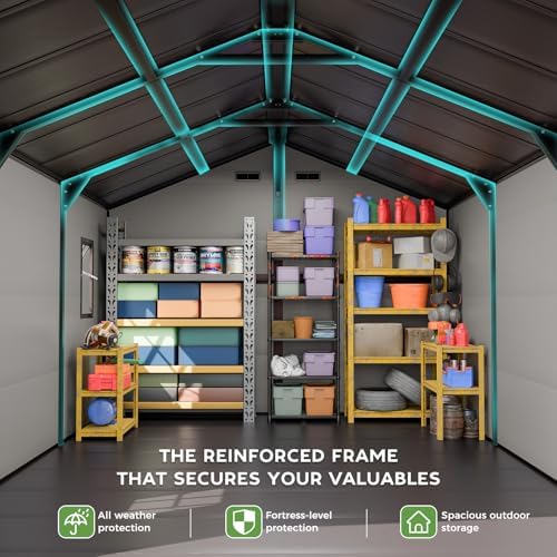WACASA 10x14 FT Large Resin Plastic Outdoor Storage Shed, Floor Included - Image 4