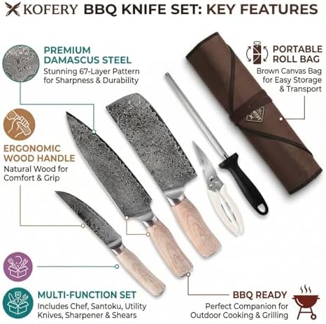 KOFERY Butcher Knife Set in Damascus Steel for Grill & Pit Masters - Image 2