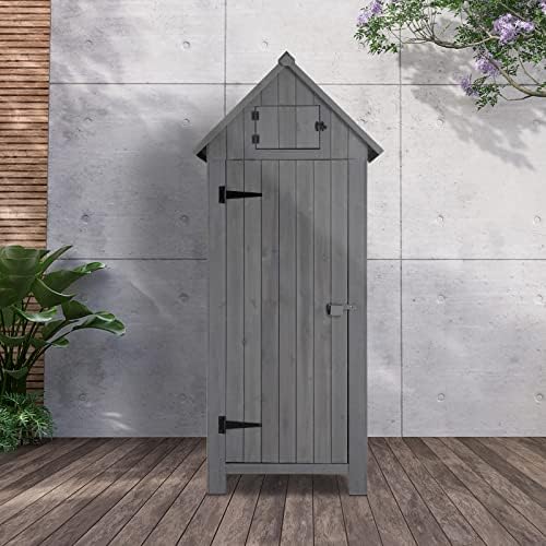 Outvita Outdoor Storage Shed, 70 Inch, Grey - Image 6