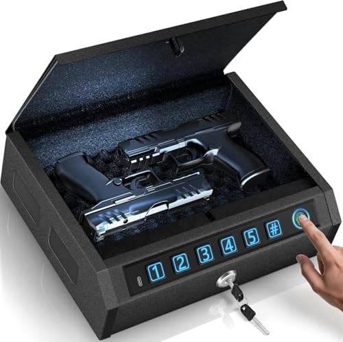 Biometric Gun Safe for Handguns, Pistol Safe Fits 2-3 Handguns by AIRMuch