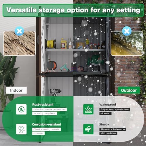 AECOJOY Outdoor Storage Cabinet Waterproof, 70'' Large Vertical with Floor - Image 2