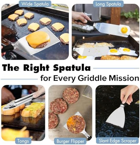 31PCS Griddle Accessories Kit for Blackstone, Flat Top Hibachi Grill Spatula Set with 2 Melting Domes, Burger Press, Patty Maker and Apron, Professional Teppanyaki Tools Gifts for Outdoor BBQ - Image 4
