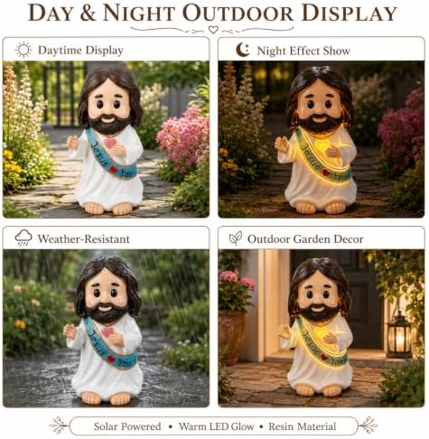 Jesus Love You Solar Lighted Figurine,10.2in Resin Outdoor Figurine Lights - Image 6
