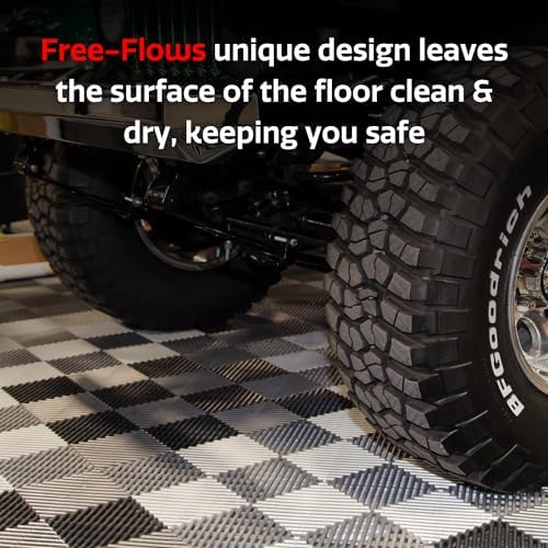 SnapLock RaceDeck Free-Flow 12"x12" Interlocking Garage Tiles, 48pk, Black - Image 4