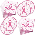 48Pcs Breast Cancer Party Decorations Include Plates Napkins Guests Cancer Free Party Decorations Serve 24 Guests Breast Cancer Party Supplies by Frypeas