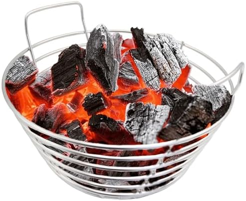 Charcoal Ash Basket with Handles, Stainless Steel Fits Big Green Egg Large, Kamado Joe Classic & Joe Junior – Heavy Duty Charcoal Holder for 14" Grills by YORZSDI