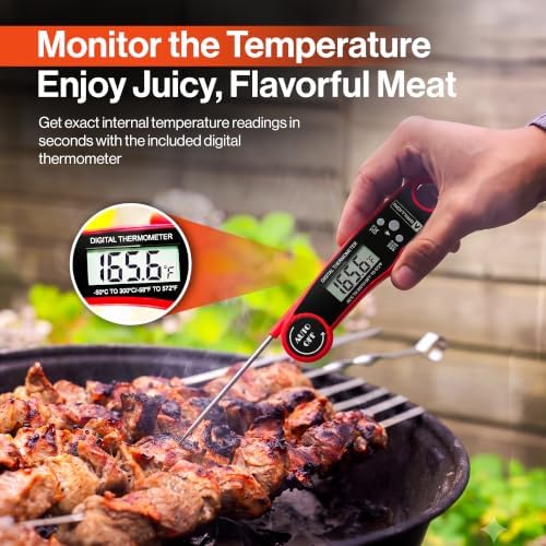 5PCS Grilling Tools for Outdoor Grills - Premium Grilling Utensil Set - Spatula, Tongs, Fork, Thermometer & Brush with Carrying Bag - BBQ Grill Sets for Men - BBQ Grill Accessories Gifts - Image 4